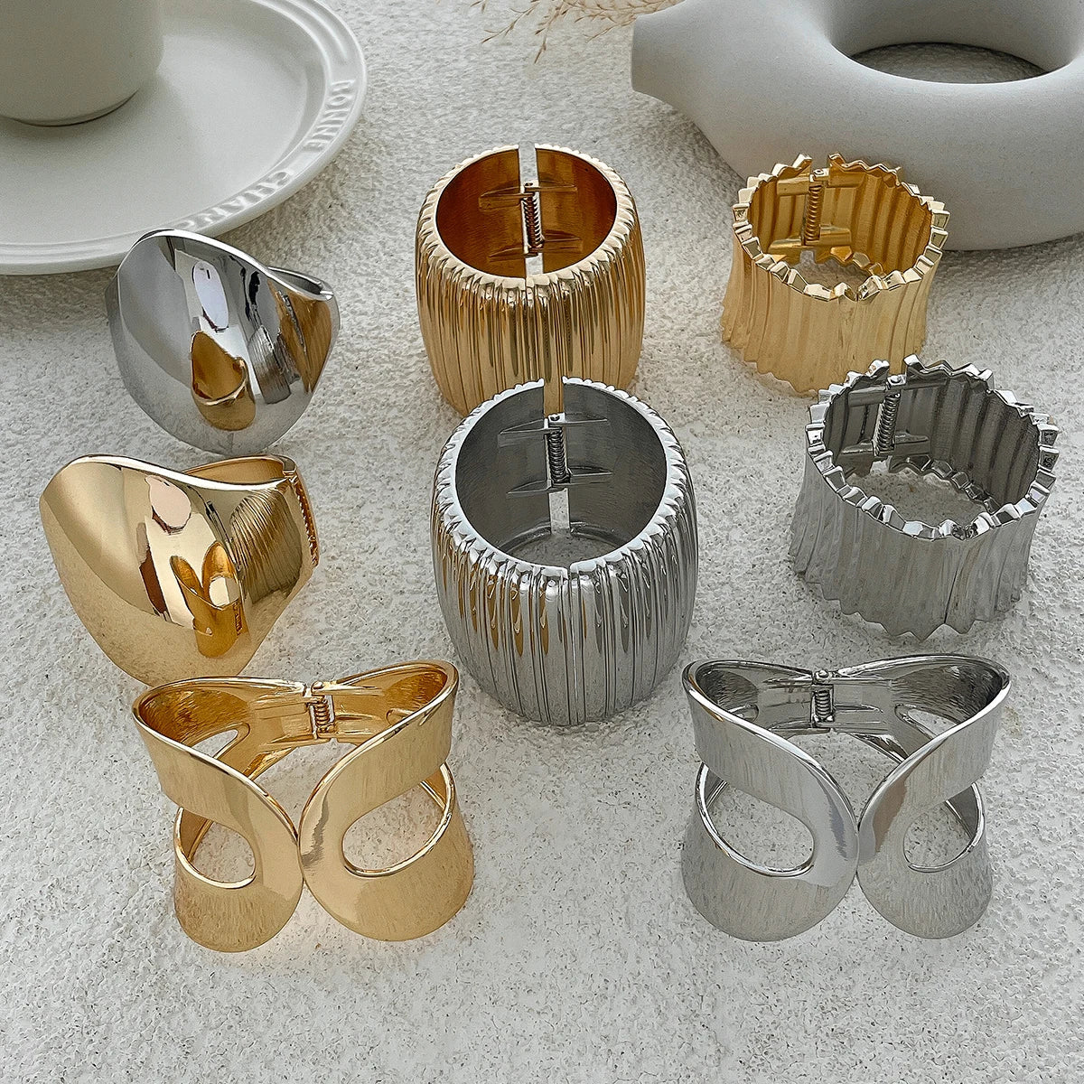 Exklusives Damen Armreif Set Breit Gold