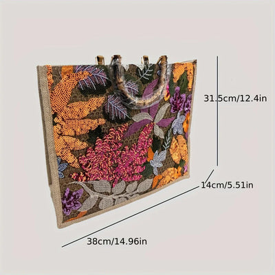 Damen Schöne Wind Bamboo Knoten Strandtasche Mit Glänzenden Perlen Für Alltag, Urlaub, Party