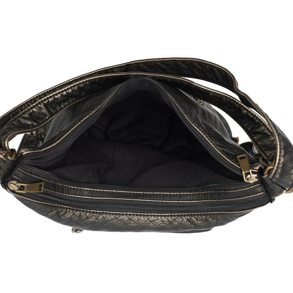 Designer Y2K Damen Schultertasche Motorrad Handtasche Multifunktionale Bronze PU Leder Tote