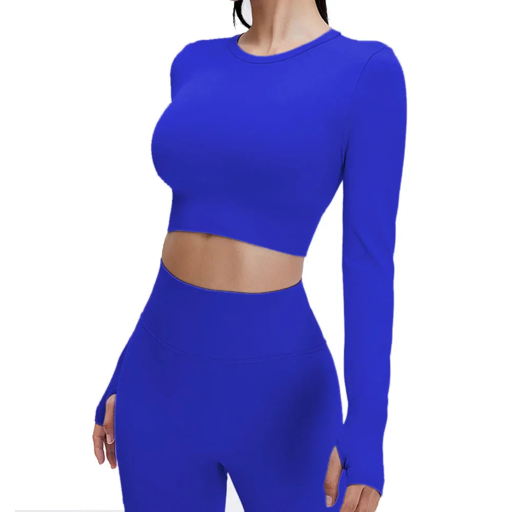 Yoga Set Langarmoberteil Fitnesshose 2-teilig - Atmungsaktiv & Bequem für Frauen