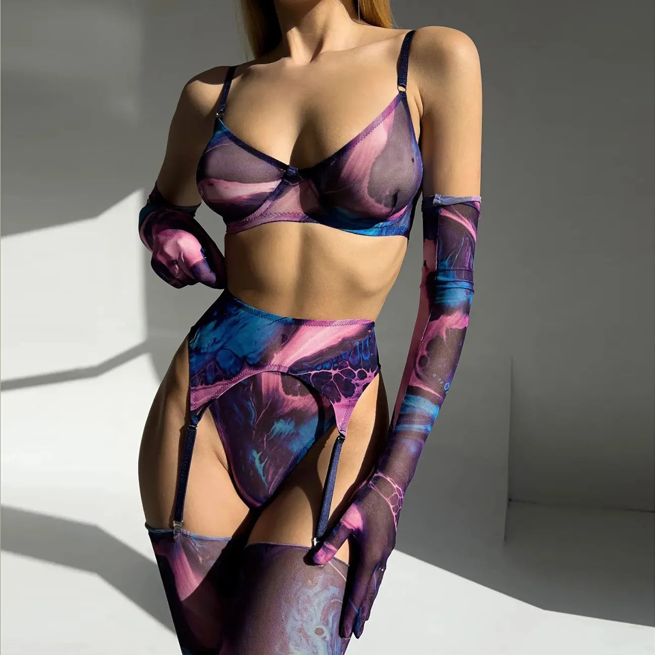 Serena™ | 5-teiliges Tie Dye Dessous Set – Sinnlichkeit in lebendigen Farben