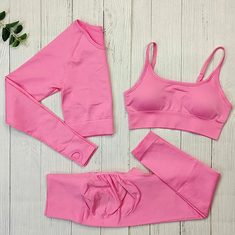 Yoga Set Langarmoberteil Fitnesshose 2-teilig - Atmungsaktiv & Bequem für Frauen