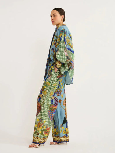 Joline- Modisches Set mit bedruckten Blasenärmeln