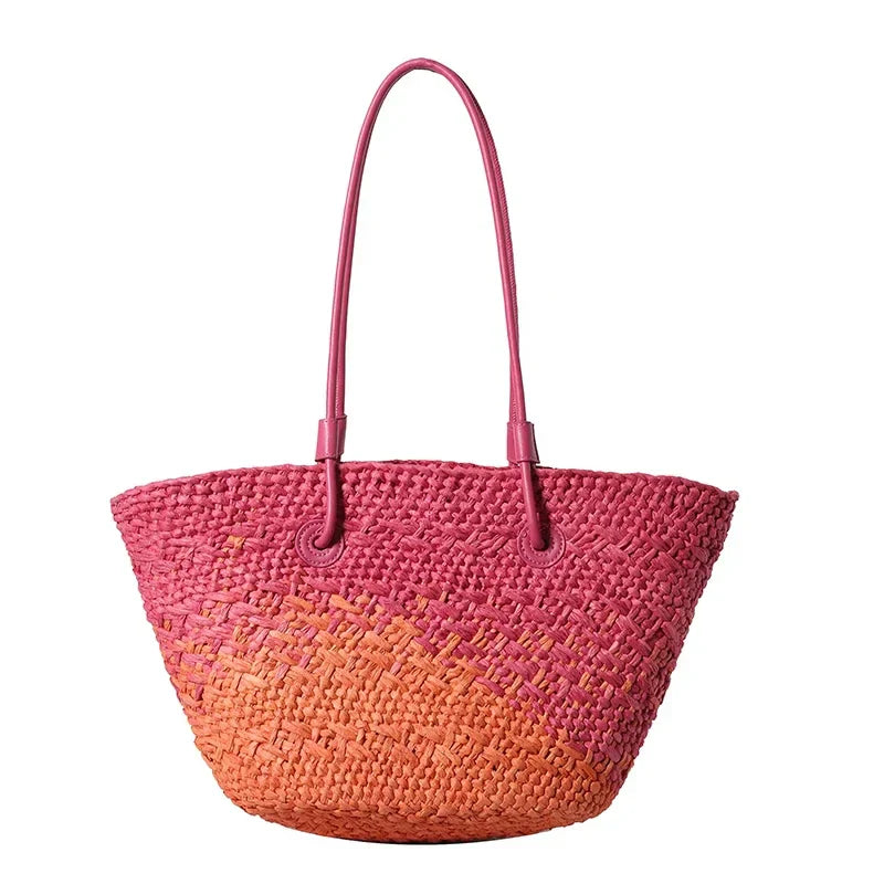 Französische Luxus Strandtasche Damen – Handgefertigte Raffia Sommertasche