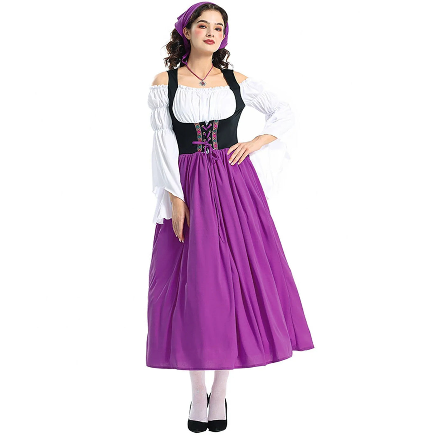 Damen Lange Oktoberfest Dirndl Kleid