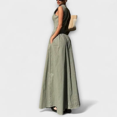 Ärmelloses Plissee Bodycon Midi Kleid