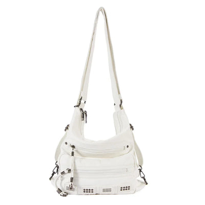 Designer Y2K Damen Schultertasche Motorrad Handtasche Multifunktionale Bronze PU Leder Tote