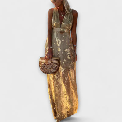 Almera – Leichtes Maxikleid mit goldenen Reflexen