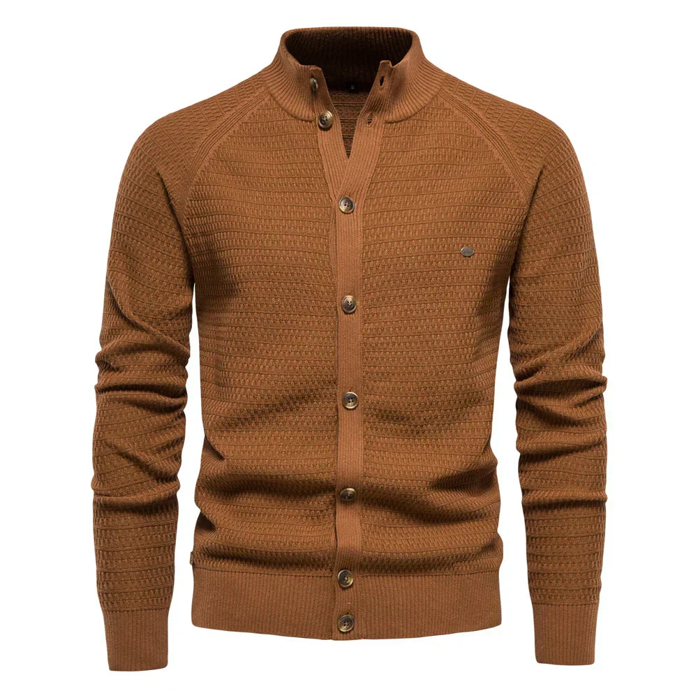Eleganter Miros™ Baumwoll-Cardigan mit Slim-Fit, V-Ausschnitt und Raffiniertem Knopfverschluss