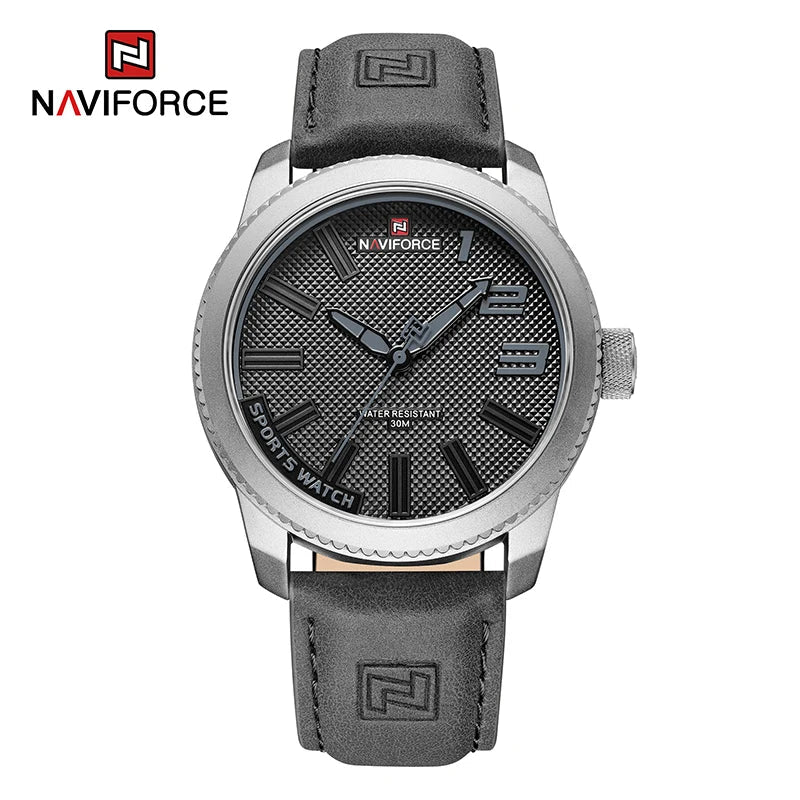 NAVIFORCE Herren Armbanduhr Militär Sportlich Stoßfest Wasserdicht Leder Uhr Casual Fashion