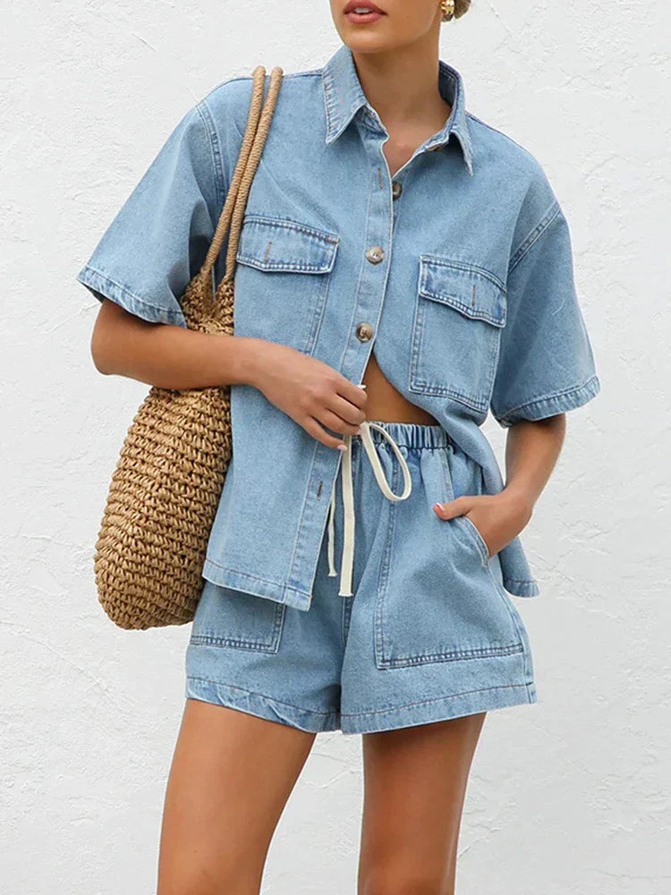 Yvaine | Vintage-inspirierter Denim-Blazer und Hosenanzug