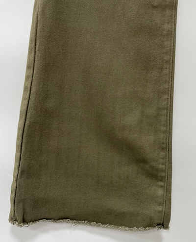 Damen-High-Waist-Jeans mit Schlag und Raw-Hem