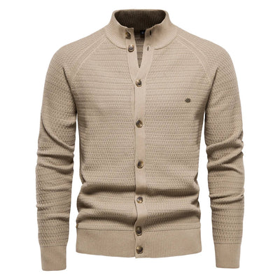 Eleganter Miros™ Baumwoll-Cardigan mit Slim-Fit, V-Ausschnitt und Raffiniertem Knopfverschluss