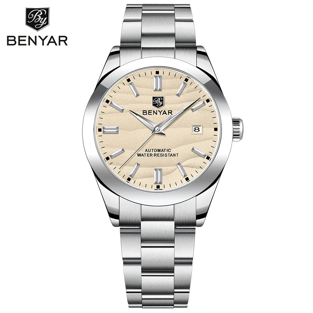 BENYAR BY-5208 40mm Automatik-Uhr, 316L Edelstahl, 50m Wasserdicht, Männermechanik