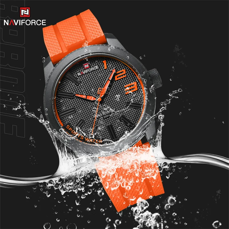 NAVIFORCE NF9202T Luxus Herren Quarz Uhr mit Silikonarmband, 30m Wasserfest, Militärstil, 2022