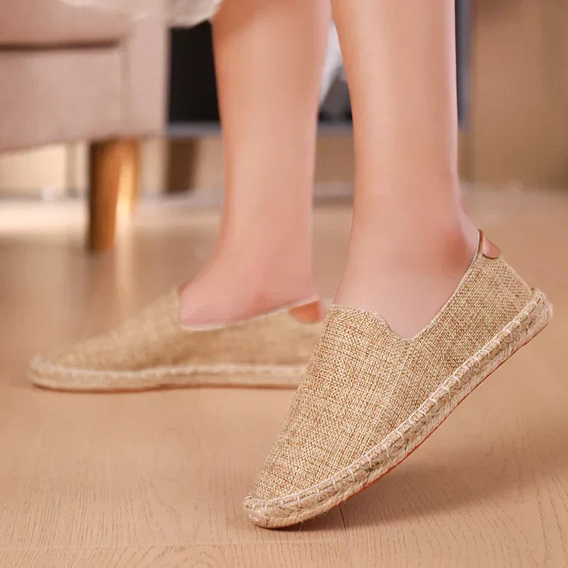 Arden™ Unisex Espadrille Beige – Bequeme Leinenslipper mit Handgenähter Juteschnur