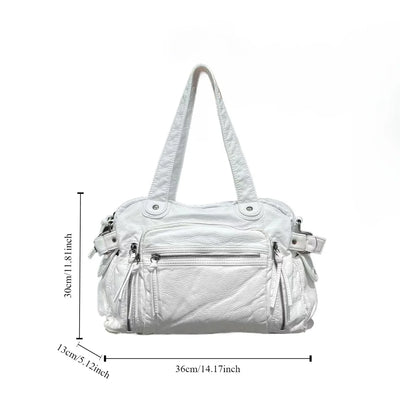 Damen Y2K Vintage Tote Bag Mit Großer Kapazität Und Vielseitigen Taschen, Retro Schultertasche