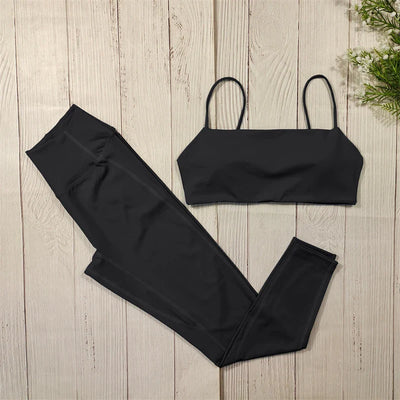 Set mit Hochgeschnittenen Leggings und Kurzen Ärmeln