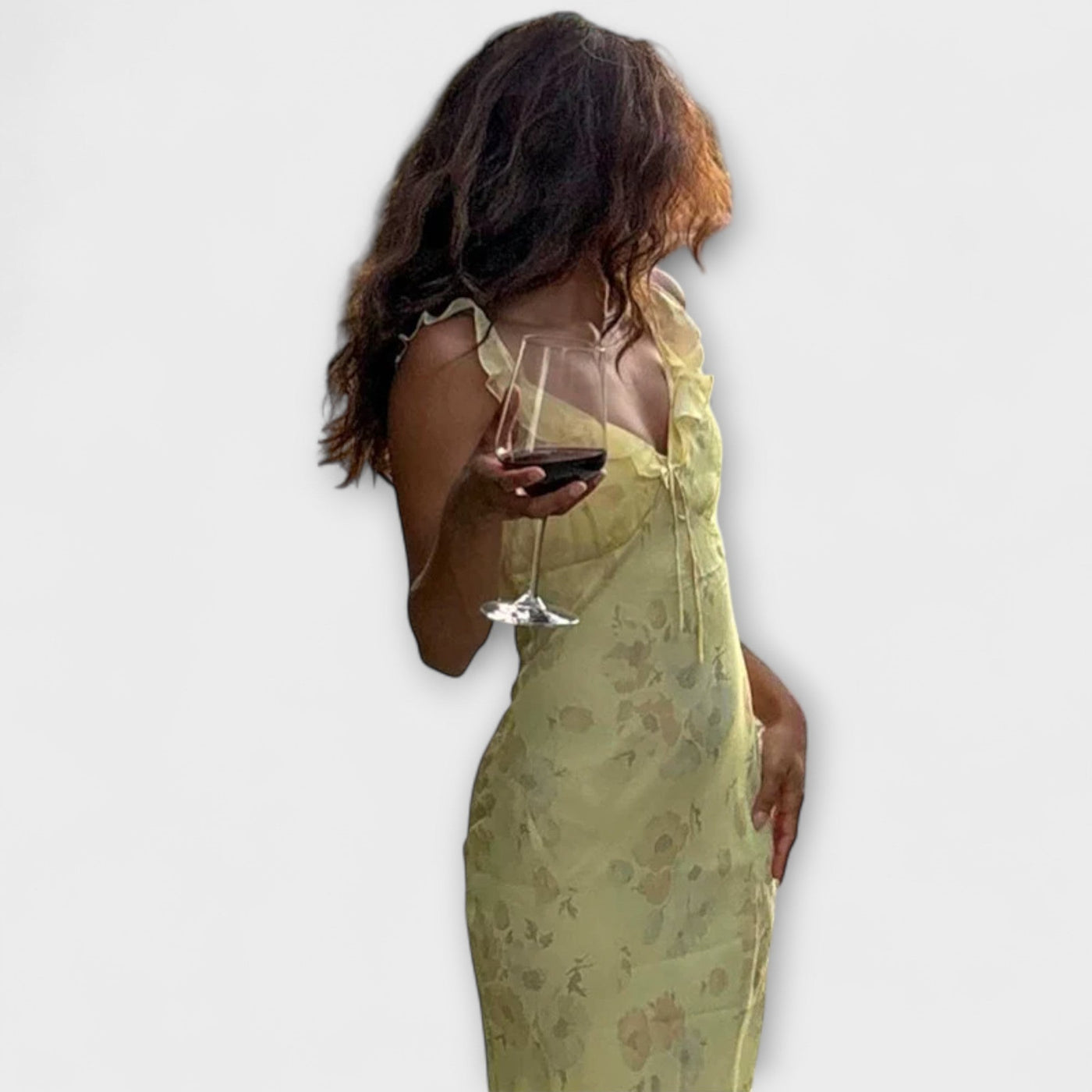 Kryptografisches Floralprint Plunge Maxi Kleid