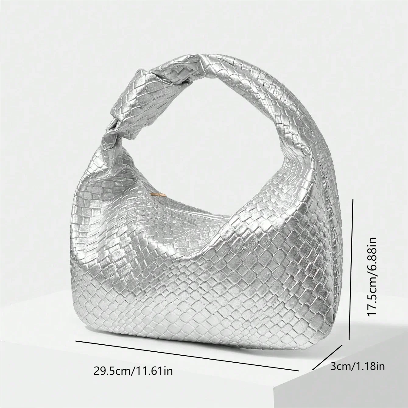 Hochwertige Silberne Damenhandtasche mit Knotendekoration - Perfekt für Einkaufen, Dates und Hochzeiten