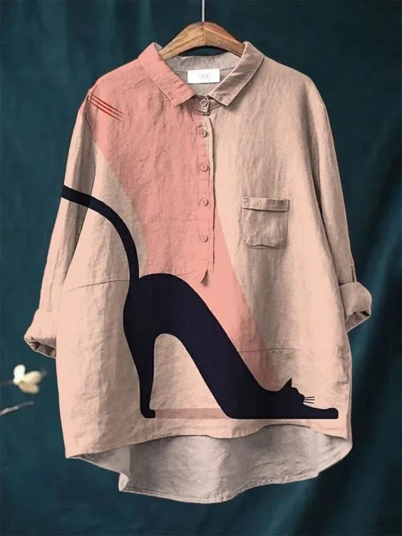 Thalia™ – Künstlerisches T-Shirt mit Katzen-Print