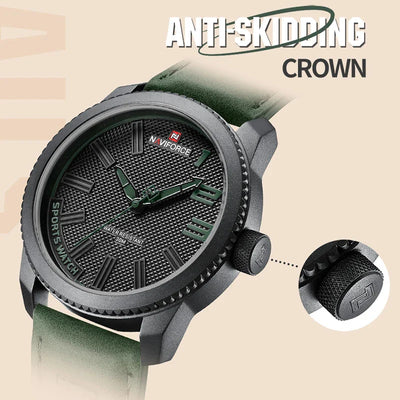NAVIFORCE Herren Armbanduhr Militär Sportlich Stoßfest Wasserdicht Leder Uhr Casual Fashion