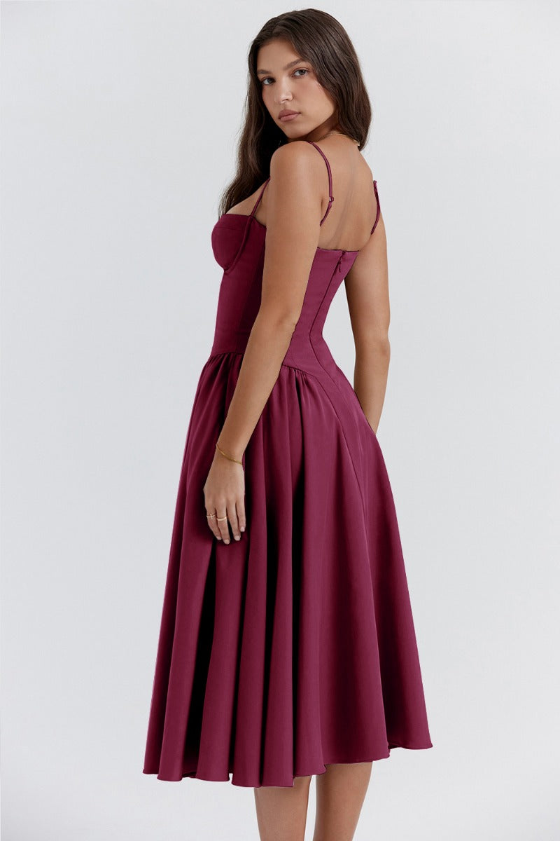 Herbst Kleid Mit Korsett Schnitt – Elegantes Ärmelloses Midi Kleid Für Aufsehen Sorgen