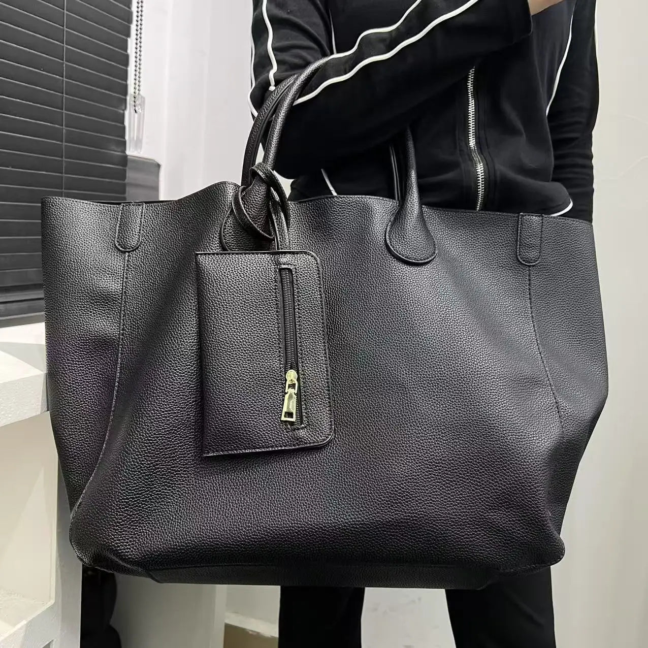 Damen Modische Vegane Leder Oversized Handtasche – Großes Volumen, Vielseitige Einkaufstasche