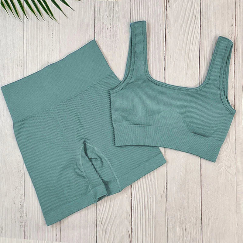 Nahtloses, Hochgeschnittenes Yoga und Fitness Outfit