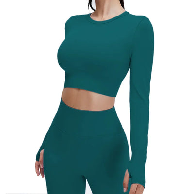 Yoga Set Langarmoberteil Fitnesshose 2-teilig - Atmungsaktiv & Bequem für Frauen