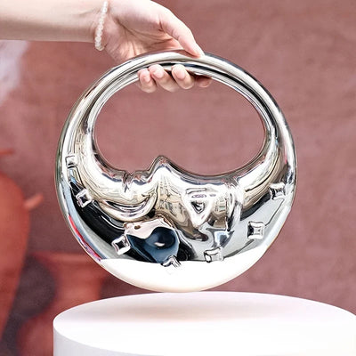 2025 Modische Acryl Damen Handtasche Mondform Abendtasche mit Hartschale in Gold und Silber