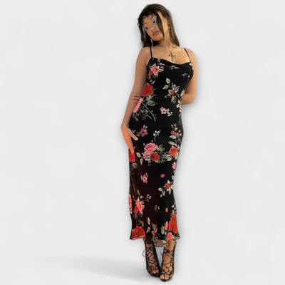 Blumenmuster Spaghetti-Träger Bodycon Kleid