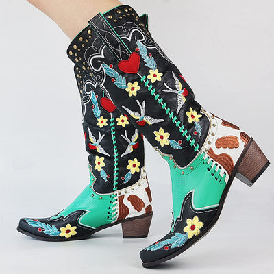 Damen Cowboy Boots Schwarz – Western-Stil mit Blockabsatz