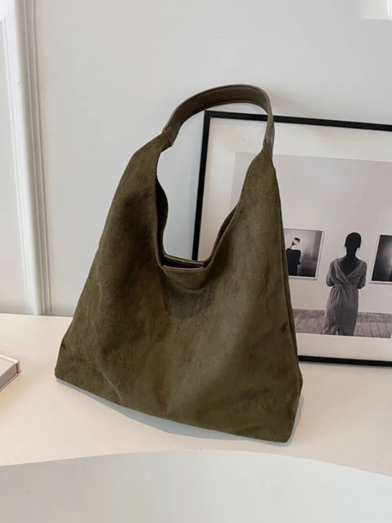 Elegante vegane Wildleder-Tasche – Geräumige Schulterhandtasche