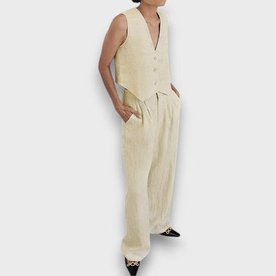 Solenne – Leinen-Set mit ärmelloser Weste