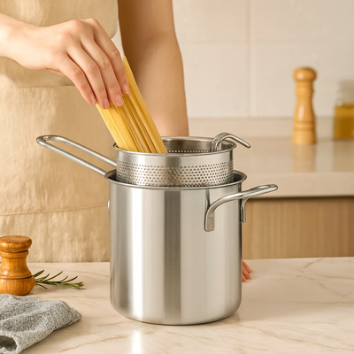 Solvara | Edelstahl-Bratpfanne für Induktion & Frittieren