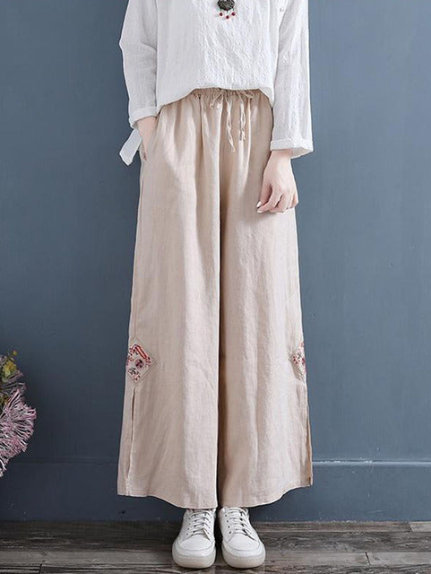 Modische bestickte Hose mit weitem Bein | Mallory