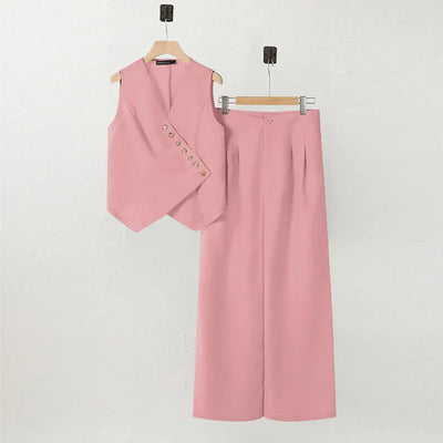 Elegantes Vintage Damen Zweiteiler Set mit weitem Bein