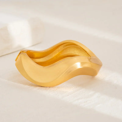 Elegantes Breites Damen Armreif Vintage Armband Gold