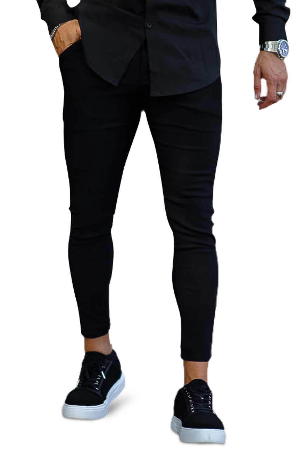 Schwarze Slim Fit Herren Stoffhose