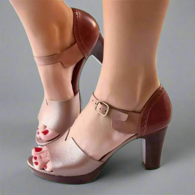 Elegante Damen Sandaletten mit Blockabsatz und Schnallenverschluss