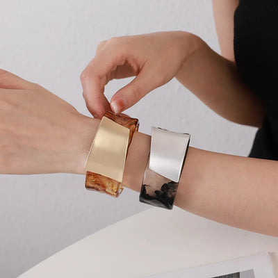 Elegante Statement Damen Armreif Manschette Gold Silber