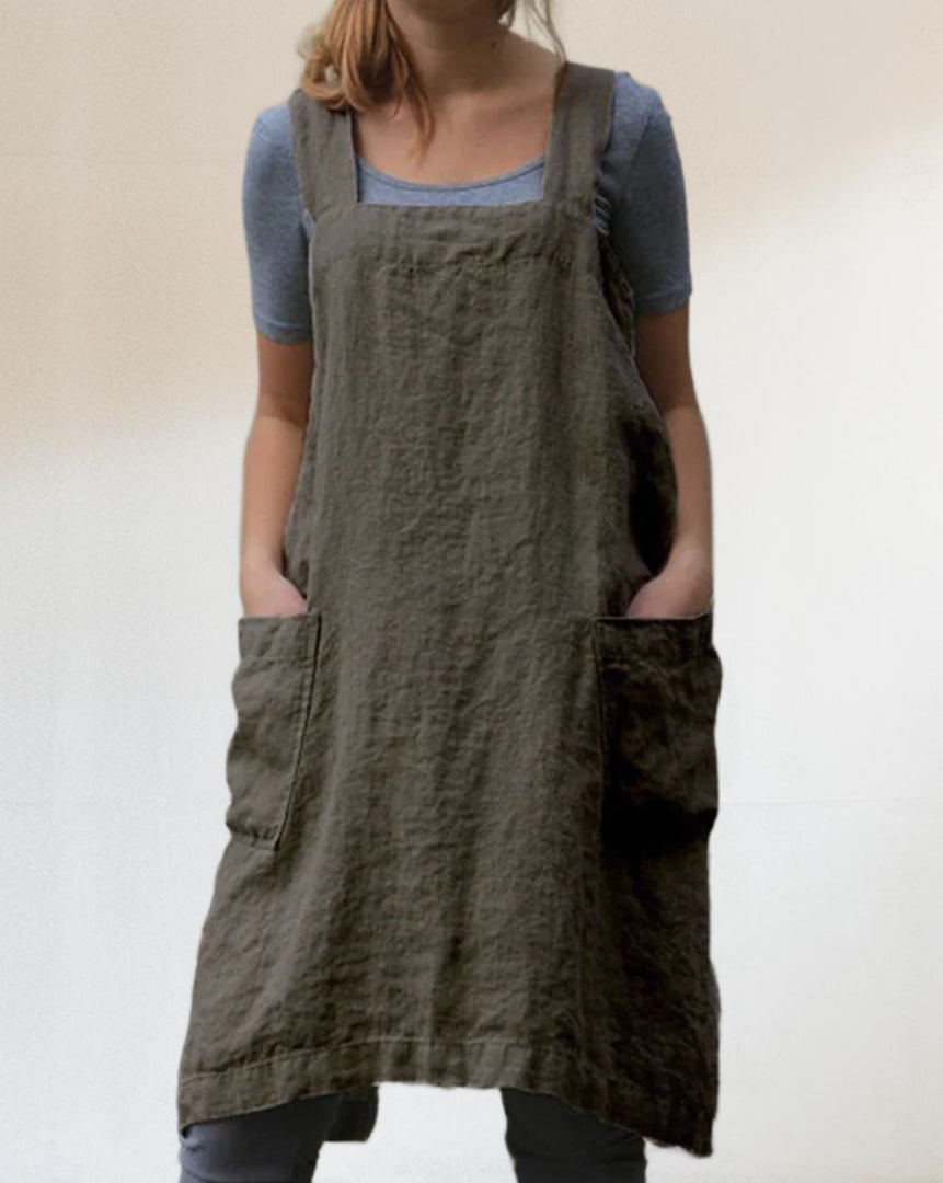 Baumwoll-Leinen Schürzenkleid mit praktischen Taschen – Laura