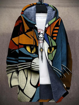 Katzengesicht Druck (Blau/Orange/Weiß/Rot)