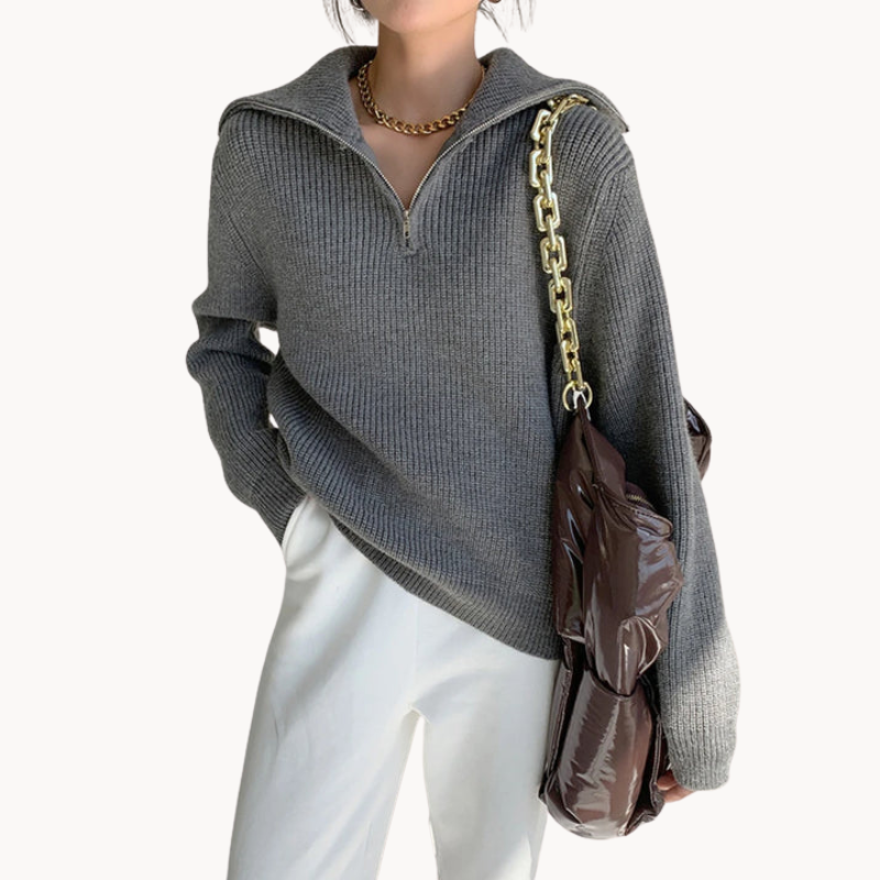 Whitney | Warm Zip Closure Damen Rollkragenpullover