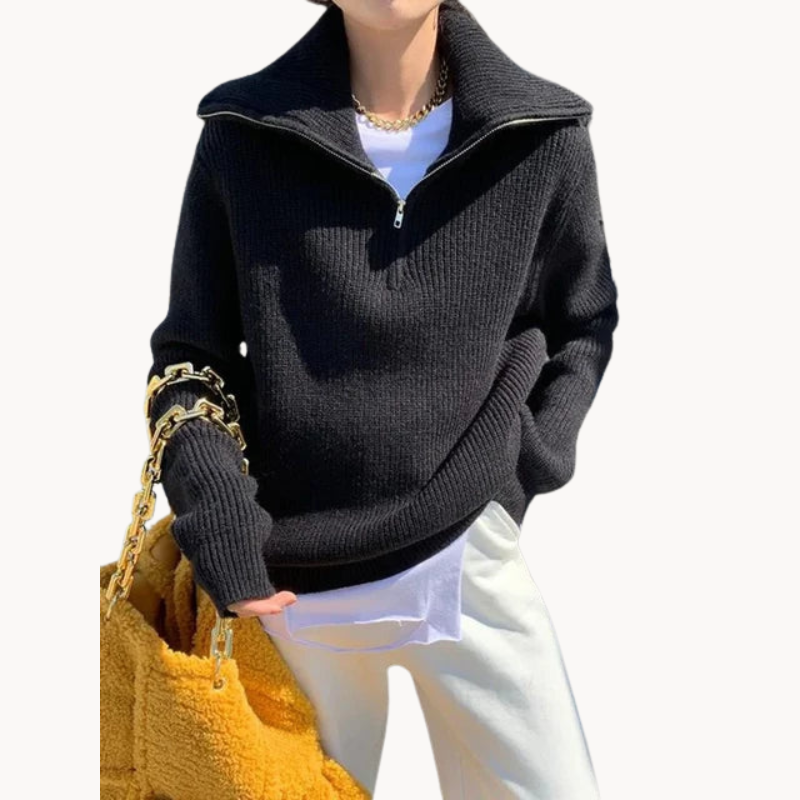 Whitney | Warm Zip Closure Damen Rollkragenpullover