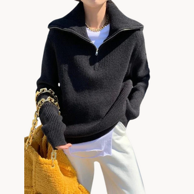 Whitney | Warm Zip Closure Damen Rollkragenpullover