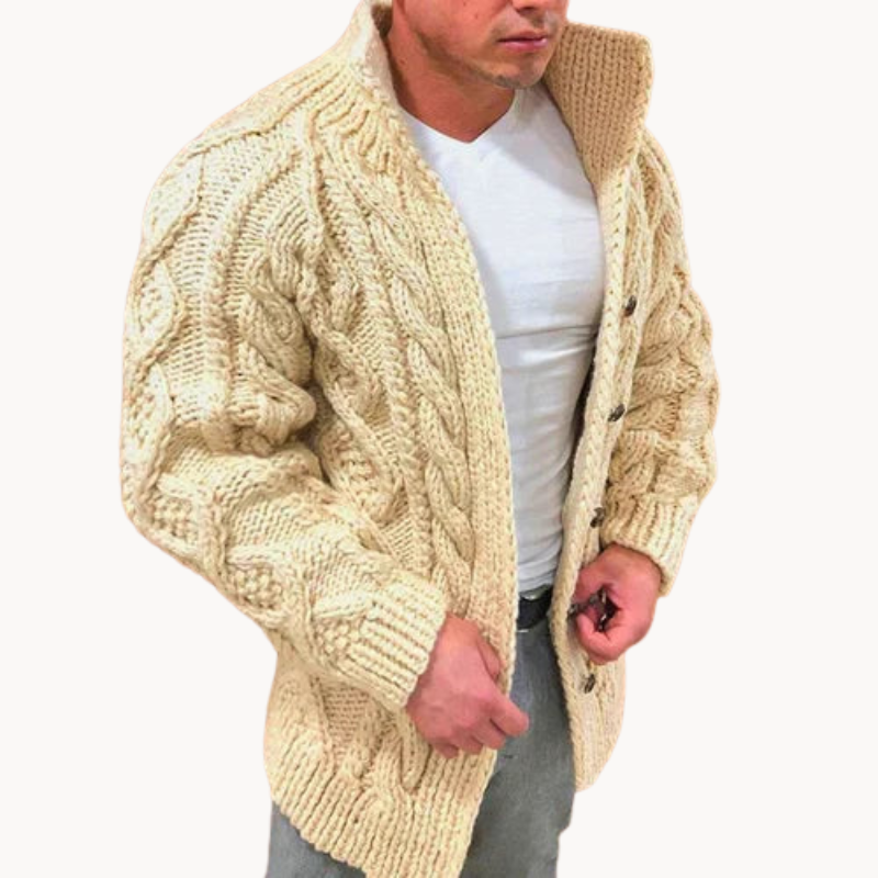 Jelle | Wildlederkragen Stilvolle Herrenstrickjacke
