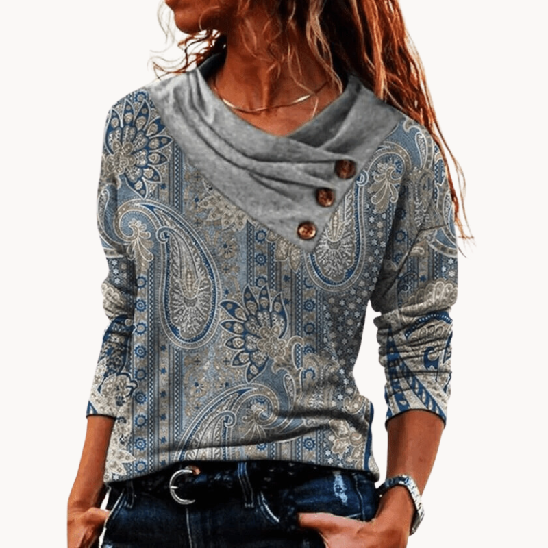 Ruby | Eleganter Damenpullover mit gefaltetem Kragen