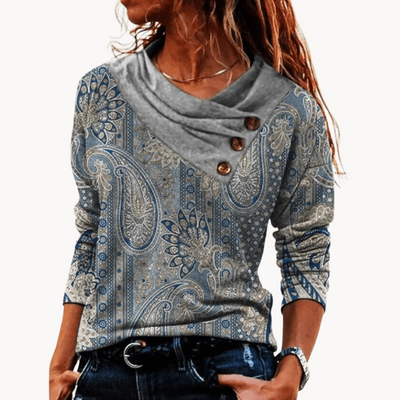 Ruby | Eleganter Damenpullover mit gefaltetem Kragen